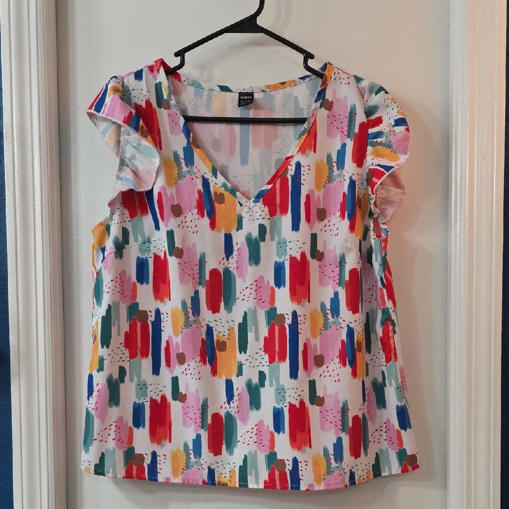 SHEIN Multicolor Abstract Print Blouse